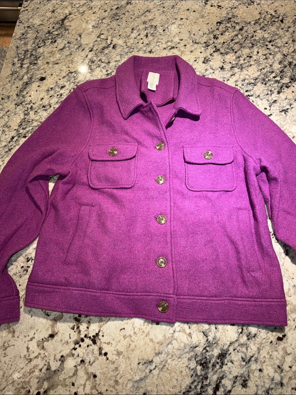Wool-Blend Magenta Button-Front Jacket-Joie